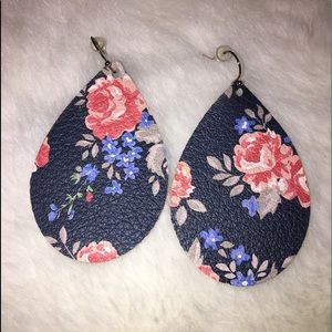 Spring Tear Drop Leather Earrings